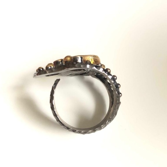 Silver&18K Caribbean Larimar Ocean Green WomenRing - Picture 3 of 6